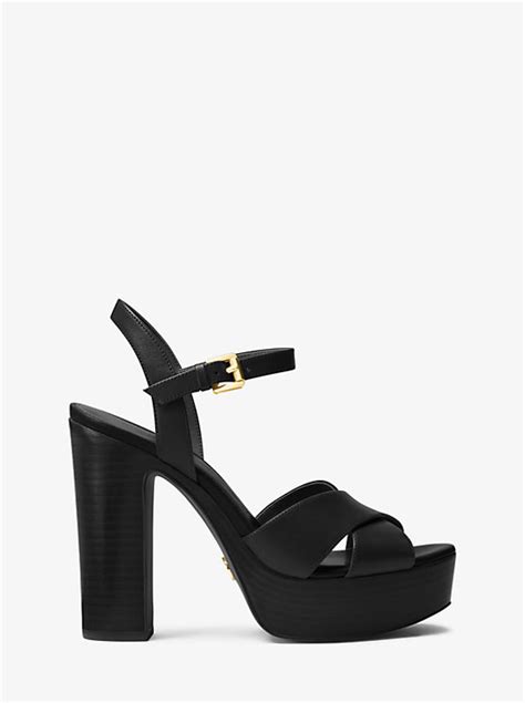 michael kors sia leather platform sandals|Michael Kors black heels sandals.